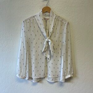 Juicy Couture bow tie neck blouse